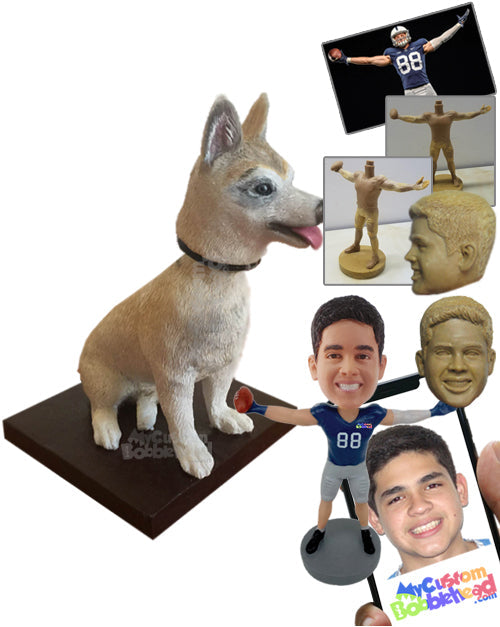 Pet Dog Sitting with a Belt around Its Neck Personalized Bobblehead