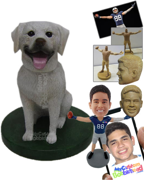 Pet Dog Sitting with His Tongue Out Personalized Bobblehead