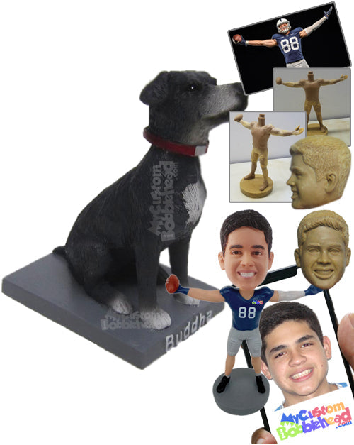 Pet Dog Sitting Wearing a Secure Leash Personalized Bobblehead