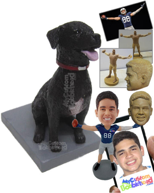 Pet Dog Sitting Wearing a Leash with His Tongue Out Personalized Bobblehead