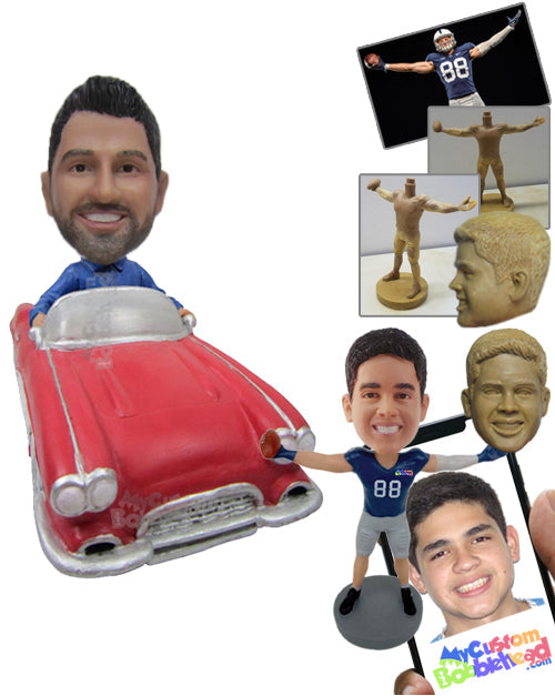 Casual Pal Cruising Around in A Fast Classic Convertible Car Personalized Bobblehead