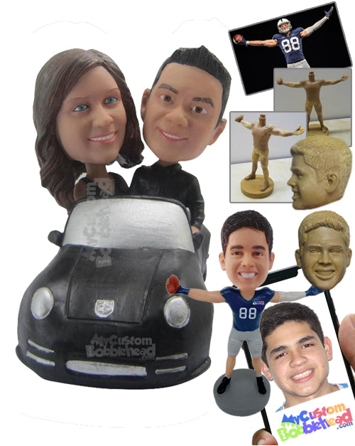 Cute Couple Driving in a Convertible Car Personalized Bobblehead