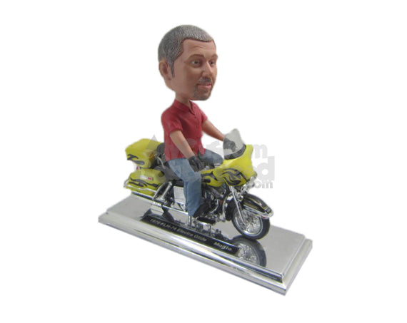 Custom Bobblehead Cool Fella Riding A Delivery Scooter Motorcycle - Motor Vehicles Motorcycles Personalized Bobblehead & Cake Topper