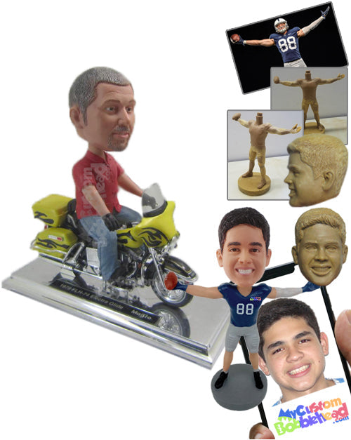 Cool Fella Riding a Delivery Scooter Motorcycle Personalized Bobblehead