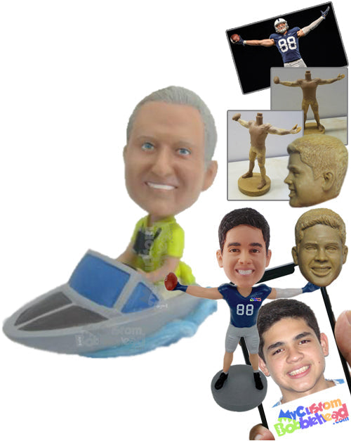 Cool Dude in A Speed Boat Personalized Bobblehead