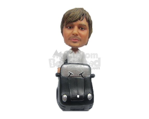 Custom Bobblehead Stylish Fella In Cool Car Ride - Motor Vehicles Cars, Trucks & Vans Personalized Bobblehead & Cake Topper