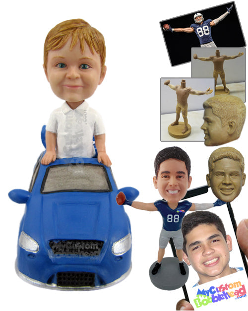 Small Kid in Fancy Car Personalized Bobblehead