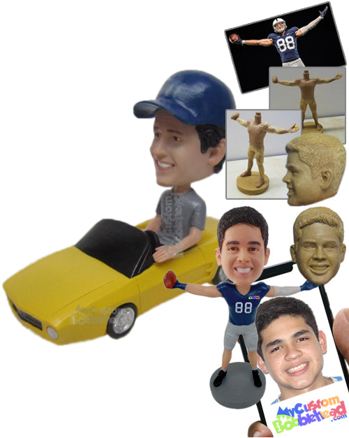 Stylish Man Driving a Convertible Car Personalized Bobblehead