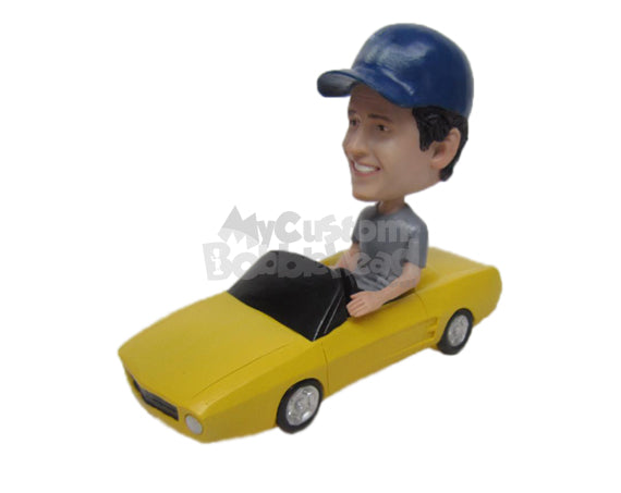 Stylish Man Driving a Convertible Car Personalized Bobblehead