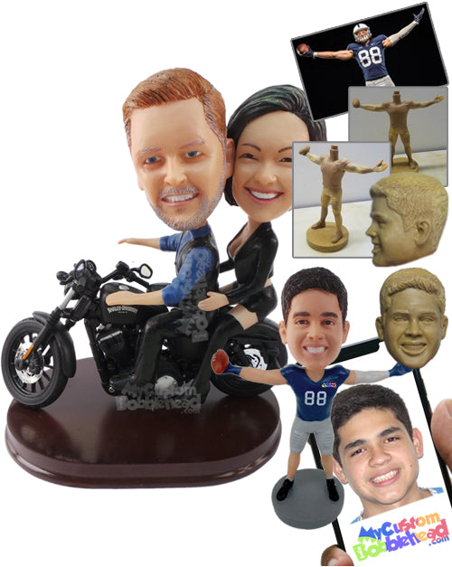 Married Couple on Their Bike Personalized Bobblehead