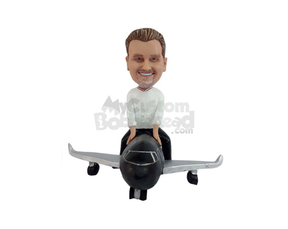 Man Sitting on an Airplane Personalized Bobblehead