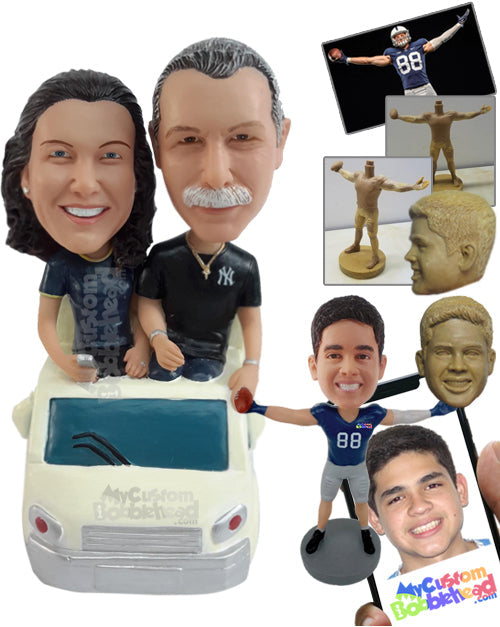 Couple in a Convertible Car Personalized Bobblehead