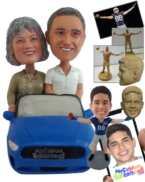 Happy Couple Driving a Beautiful Car, Wearing Nice Clothes Personalized Bobblehead