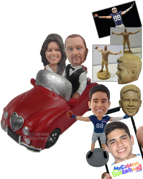 Lovely Couple in Classic Convertible Car Personalized Bobblehead