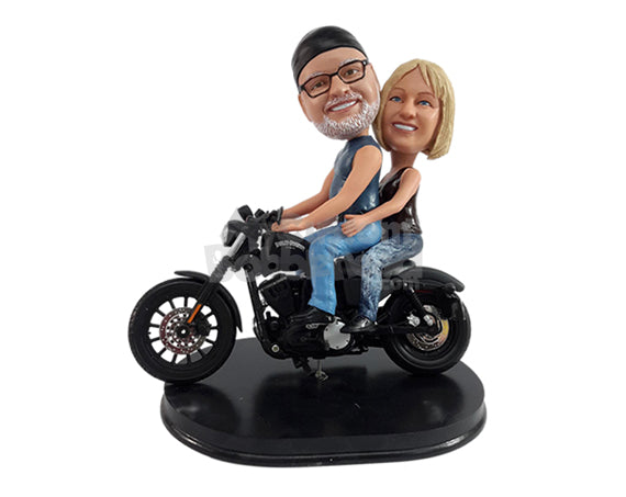 Custom Bobblehead Crazy couple riding their cool bike - Motor Vehicles Motorcycles Personalized Bobblehead & Action Figure