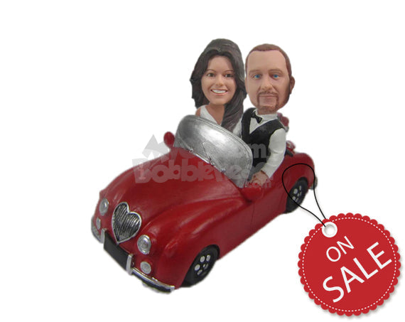 Custom Bobblehead Lovely Couple In Classic Convertible Car - Motor Vehicles Cars, Trucks & Vans Personalized Bobblehead & Cake Topper