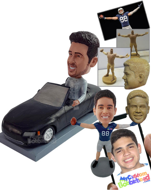 Nice male driving his cool car, wearing a nice long-sleeve round neck shirt Personalized Bobblehead