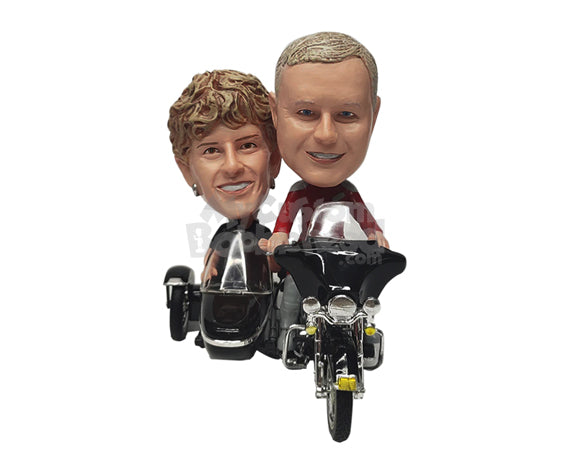 Custom Bobblehead Happy couple wearing nice clothe having an amazing trip together - Motor Vehicles Motorcycles Personalized Bobblehead & Action Figure