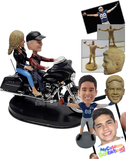 Motorcycle couple lover wearing a cool outfit ready to hit the road Personalized Bobblehead