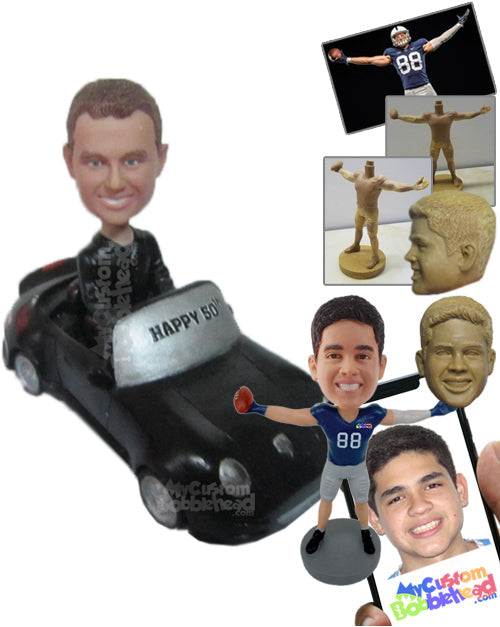 Cool Dude Driving A Fast Convertible Car Personalized Bobblehead