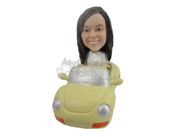 Girl Driving an Expensive Convertible Car Personalized Bobblehead