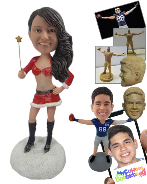 Sexy Girl in Long Sleeve Bra and Short Skirt with a Magic Wand in Hand Personalized Bobblehead