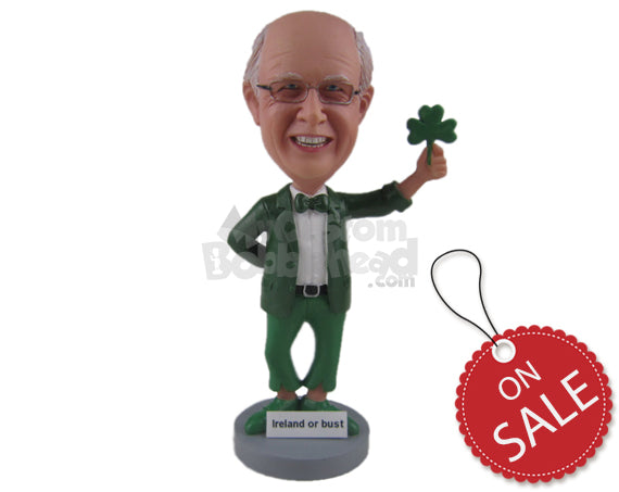 Custom Bobblehead Saint Patrick Irish Leprechaun Man Wearing Formal Irish Attire - Holidays & Festivities St. Patrick’S Personalized Bobblehead & Cake Topper