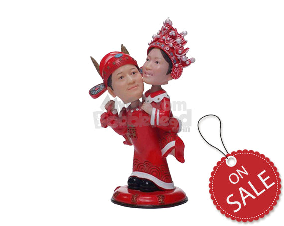 Custom Bobblehead Lovely Couple In Christmas Outfit - Holidays & Festivities Christmas Personalized Bobblehead & Cake Topper