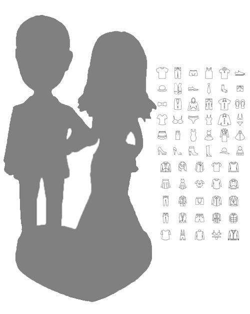 Cool Couple Holding Hands and Posing in Wedding Outfits Personalized Bobblehead