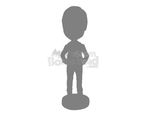 Custom Bobblehead Graceful Guy In Jacket - Leisure & Casual Casual Males Personalized Bobblehead & Cake Topper