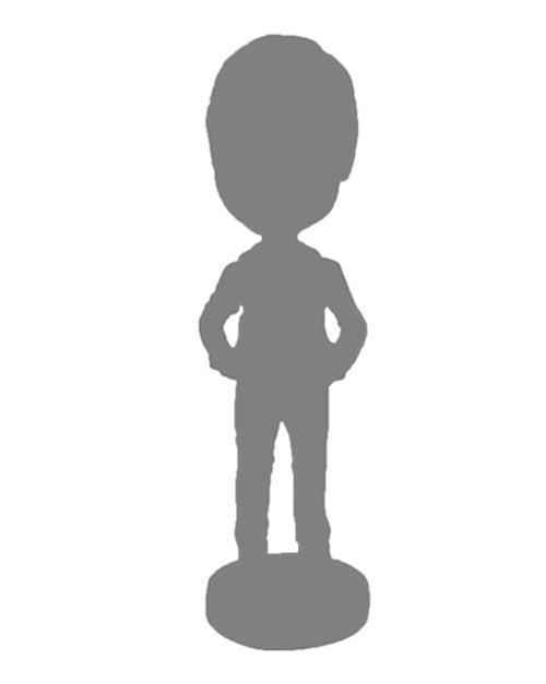 Woman in Jacket, Trendy Pants, and Boots Personalized Bobblehead