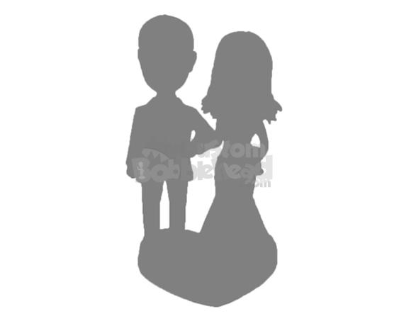 Custom Bobblehead Attractive Wedding Couple In Wedding Attire - Wedding & Couples Bride & Groom Personalized Bobblehead & Cake Topper