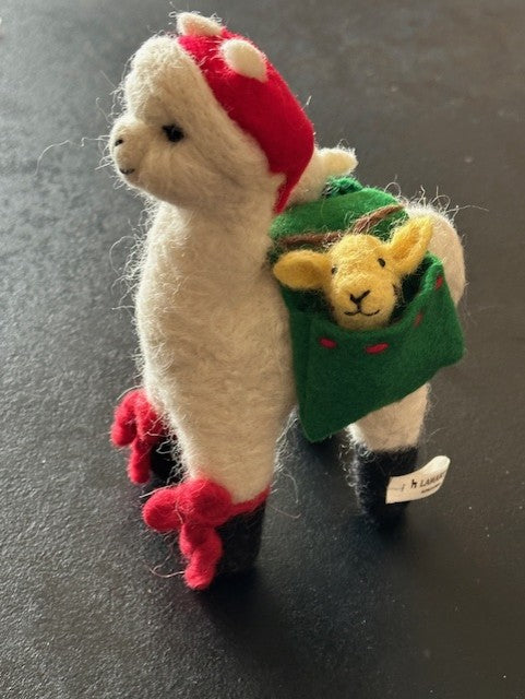 Alpaca Noel Santa: Felted Sculpture