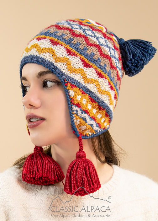 Colorful Brushed Alpaca Hat With Ear Flaps