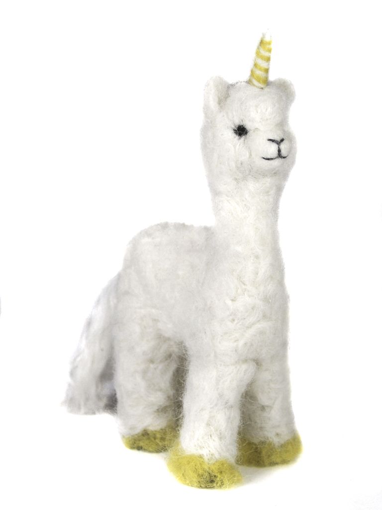 NEW : Unicorn: Felted Alpaca Sculpture